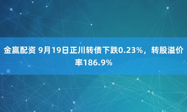 金赢配资 9月19日正川转债下跌0.23%,转股溢价率186.9%